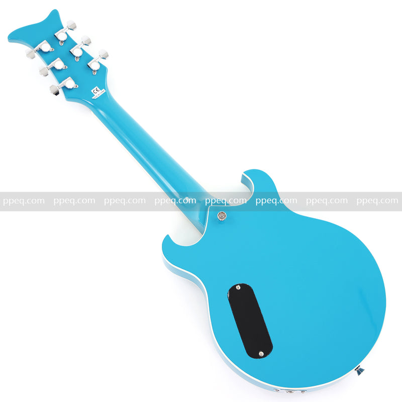 Shorty Semi-Hollow Body Electric Guitar with Gloss Bright Blue Finish (HY-2525)