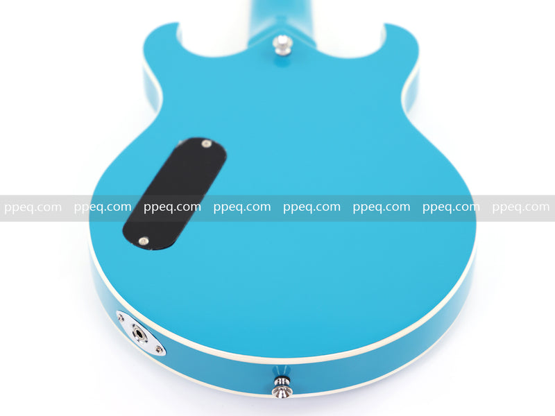 Shorty Semi-Hollow Body Electric Guitar with Gloss Bright Blue Finish (HY-2525)