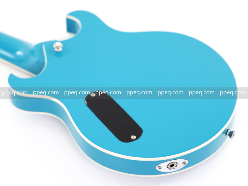Shorty Semi-Hollow Body Electric Guitar with Gloss Bright Blue Finish (HY-2525)