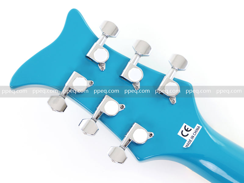Shorty Semi-Hollow Body Electric Guitar with Gloss Bright Blue Finish (HY-2525)