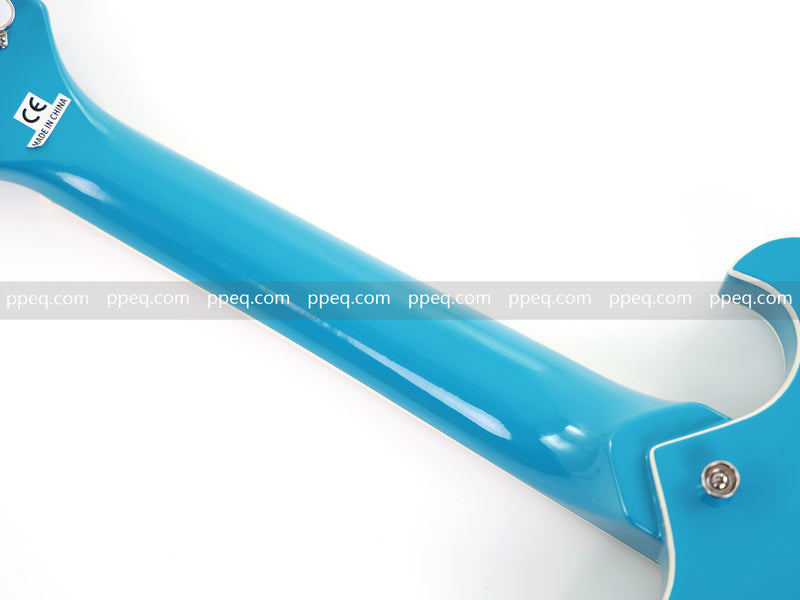 Shorty Semi-Hollow Body Electric Guitar with Gloss Bright Blue Finish (HY-2525)