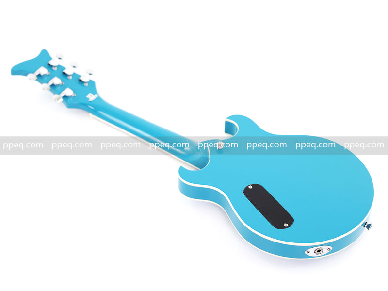 Shorty Semi-Hollow Body Electric Guitar with Gloss Bright Blue Finish (HY-2525)