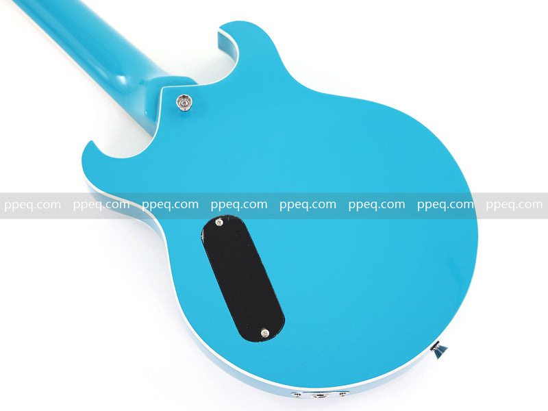 Shorty Semi-Hollow Body Electric Guitar with Gloss Bright Blue Finish (HY-2525)