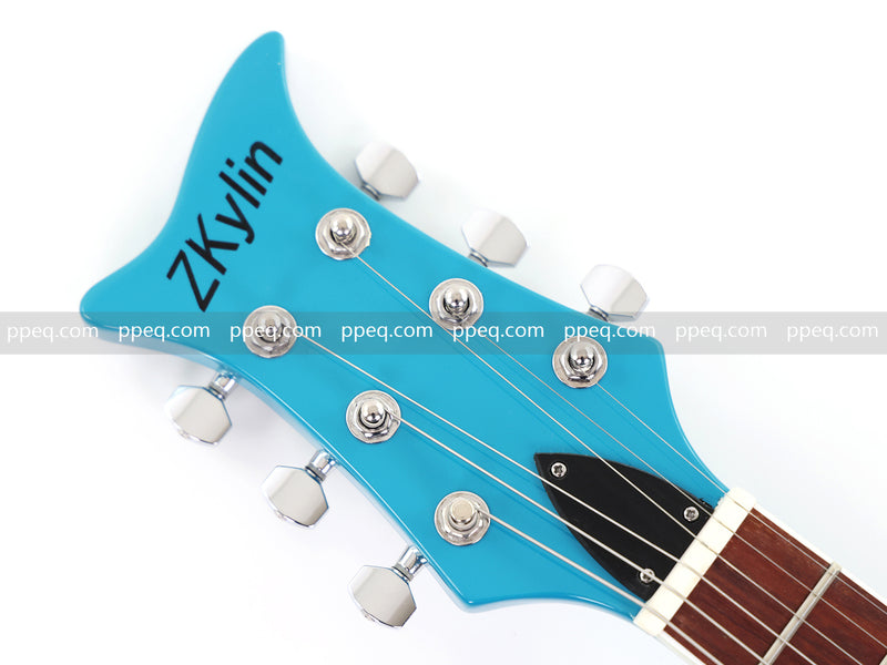 Shorty Semi-Hollow Body Electric Guitar with Gloss Bright Blue Finish (HY-2525)