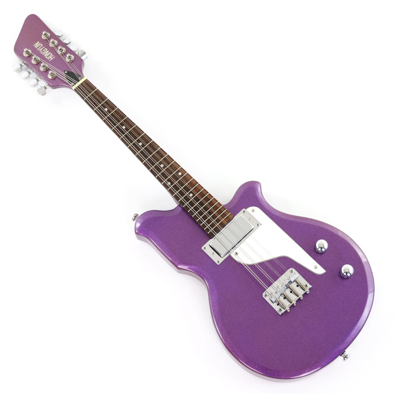 8-String Shorty Solid Body Electric Guitar with Gloss Metallic Purple Finish (HY-2525)