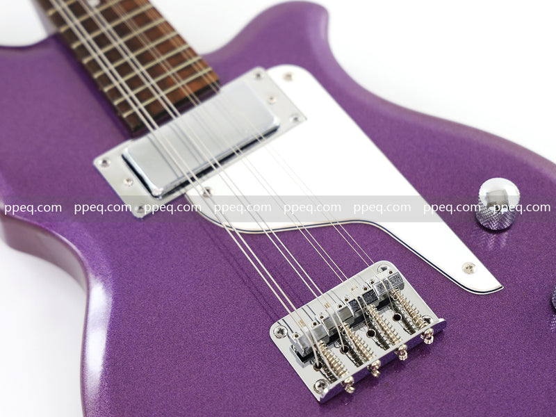8-String Shorty Solid Body Electric Guitar with Gloss Metallic Purple Finish (HY-2525)
