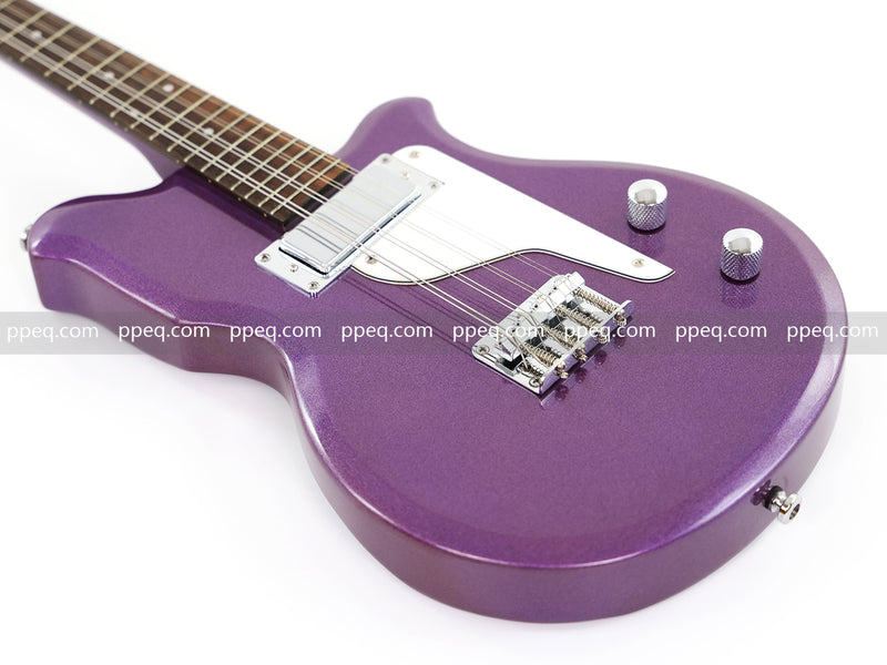 8-String Shorty Solid Body Electric Guitar with Gloss Metallic Purple Finish (HY-2525)