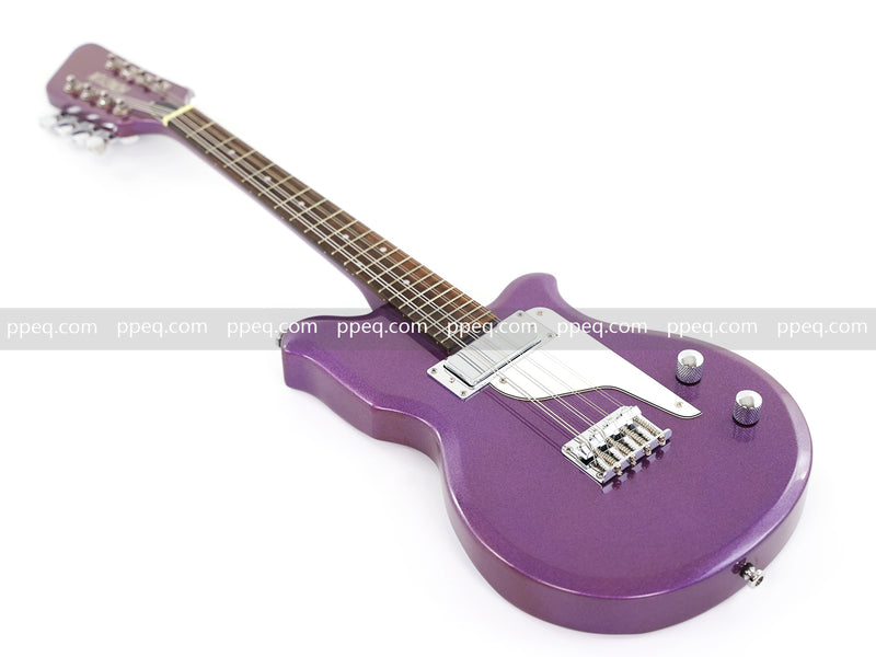 8-String Shorty Solid Body Electric Guitar with Gloss Metallic Purple Finish (HY-2525)