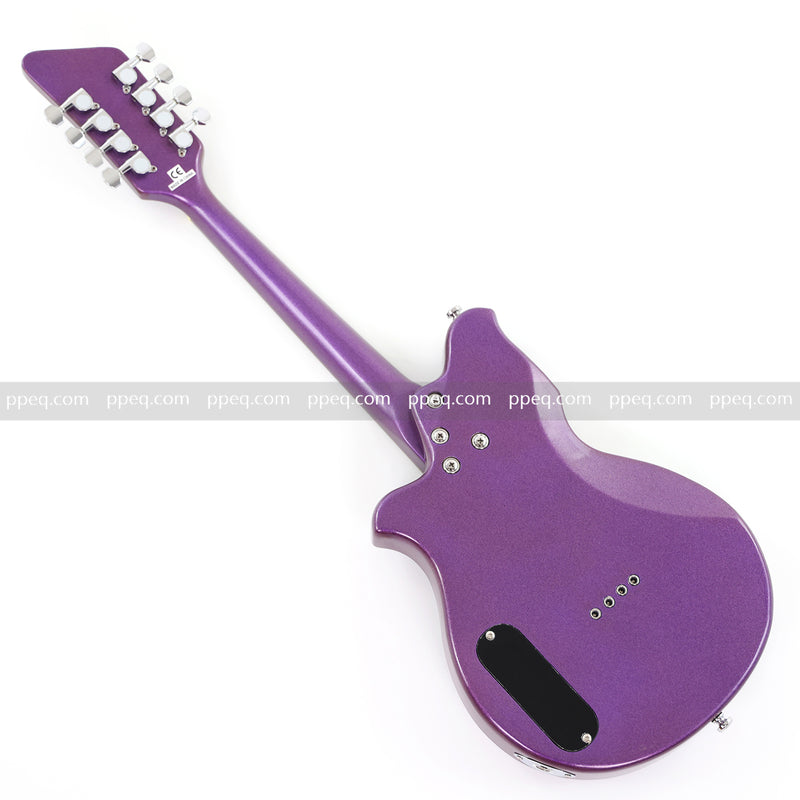 8-String Shorty Solid Body Electric Guitar with Gloss Metallic Purple Finish (HY-2525)