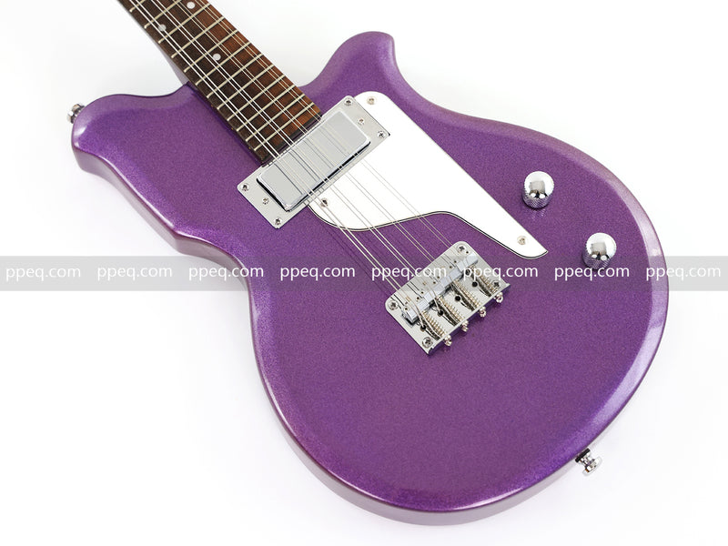 8-String Shorty Solid Body Electric Guitar with Gloss Metallic Purple Finish (HY-2525)