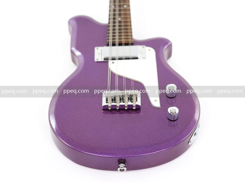 8-String Shorty Solid Body Electric Guitar with Gloss Metallic Purple Finish (HY-2525)
