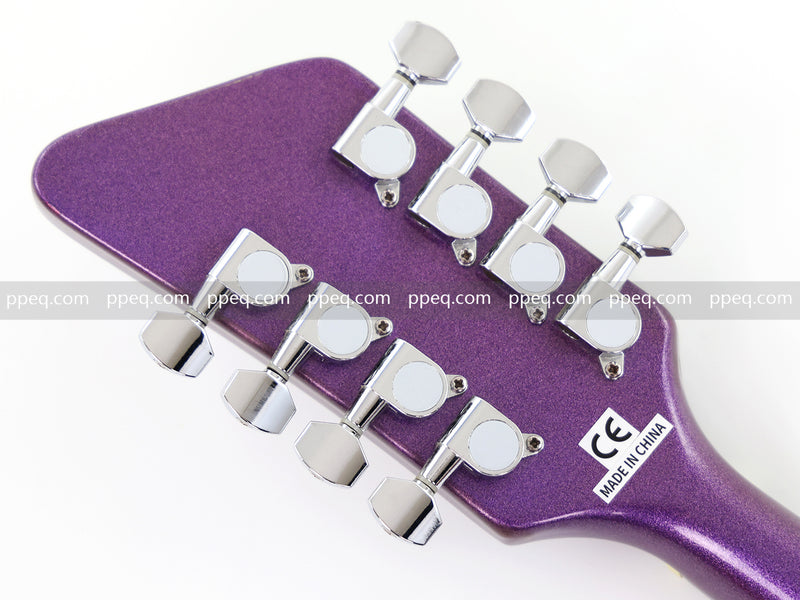8-String Shorty Solid Body Electric Guitar with Gloss Metallic Purple Finish (HY-2525)