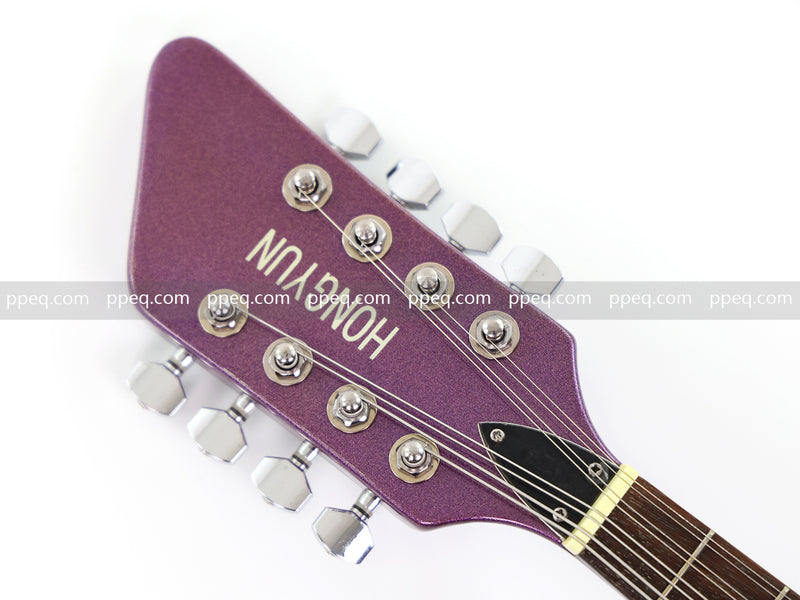 8-String Shorty Solid Body Electric Guitar with Gloss Metallic Purple Finish (HY-2525)