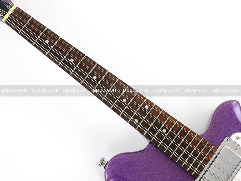 8-String Shorty Solid Body Electric Guitar with Gloss Metallic Purple Finish (HY-2525)
