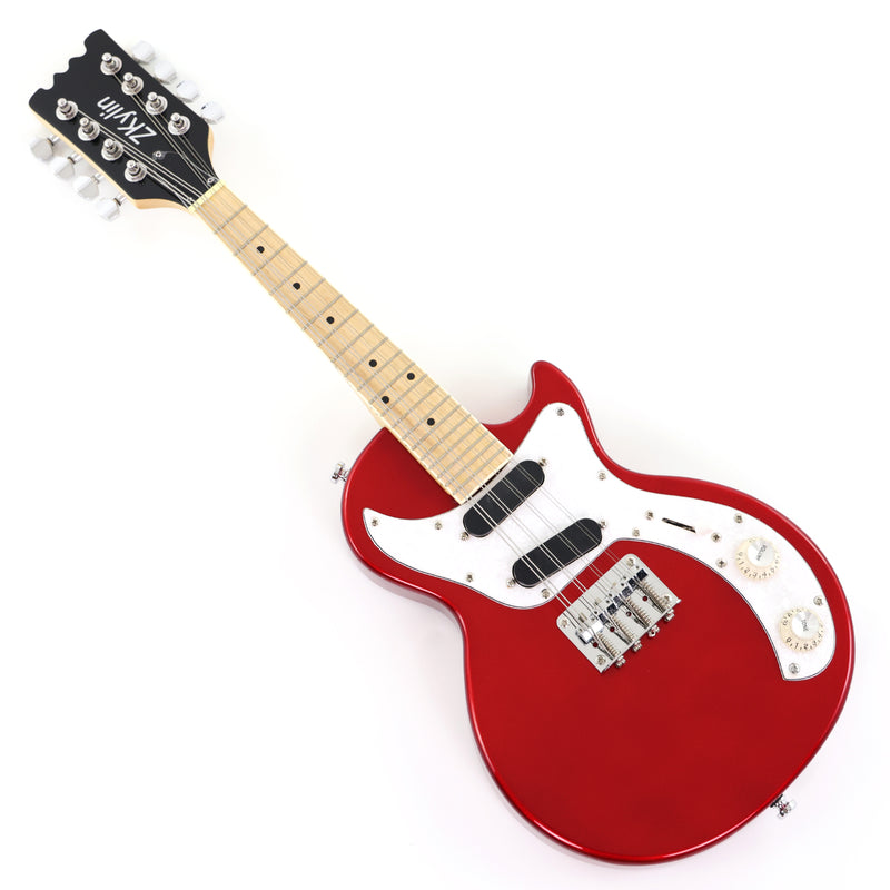 Shorty Solid Body Electric Guitar with Gloss Red Metallic Finish (HY-2541)
