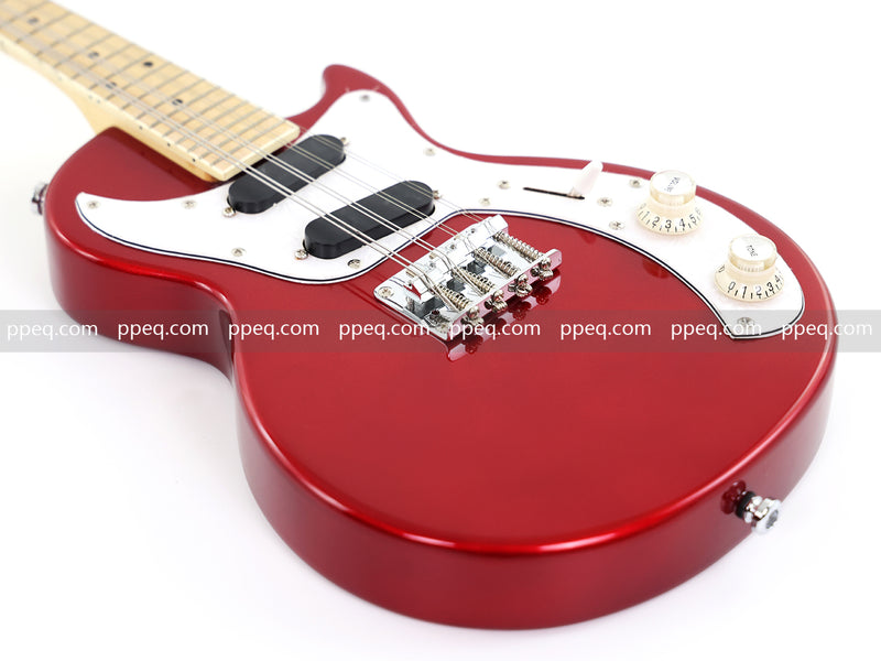 Shorty Solid Body Electric Guitar with Gloss Red Metallic Finish (HY-2541)