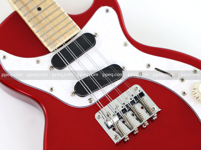 Shorty Solid Body Electric Guitar with Gloss Red Metallic Finish (HY-2541)