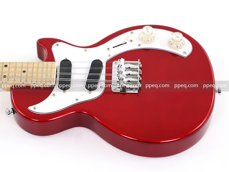 Shorty Solid Body Electric Guitar with Gloss Red Metallic Finish (HY-2541)