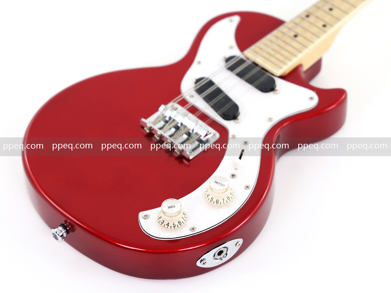 Shorty Solid Body Electric Guitar with Gloss Red Metallic Finish (HY-2541)