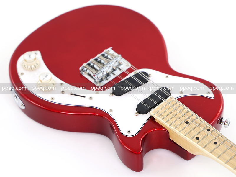 Shorty Solid Body Electric Guitar with Gloss Red Metallic Finish (HY-2541)