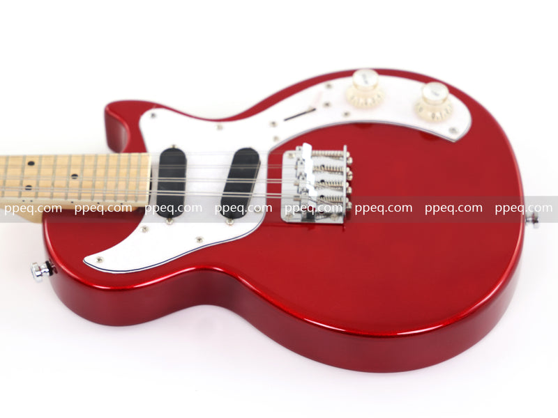 Shorty Solid Body Electric Guitar with Gloss Red Metallic Finish (HY-2541)