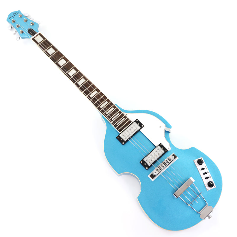 Tiffany Blue Violin-Shaped Semi-Hollow Body Electric Guitar with Gloss Metallic Finish (HY-2510)