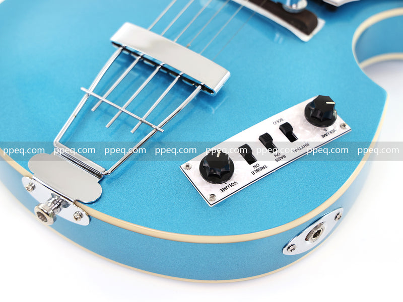 Tiffany Blue Violin-Shaped Semi-Hollow Body Electric Guitar with Gloss Metallic Finish (HY-2510)