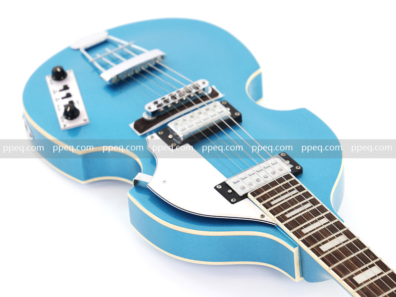 Tiffany Blue Violin-Shaped Semi-Hollow Body Electric Guitar with Gloss Metallic Finish (HY-2510)
