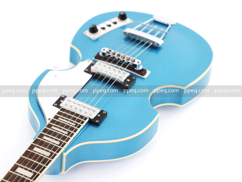 Tiffany Blue Violin-Shaped Semi-Hollow Body Electric Guitar with Gloss Metallic Finish (HY-2510)