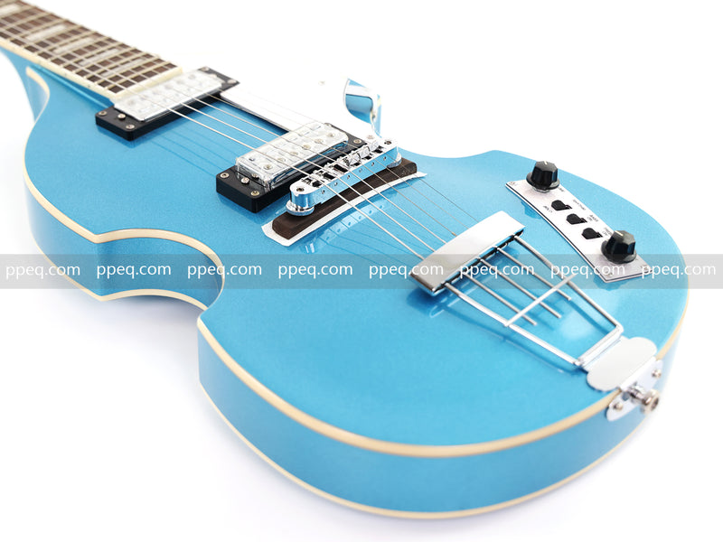 Tiffany Blue Violin-Shaped Semi-Hollow Body Electric Guitar with Gloss Metallic Finish (HY-2510)