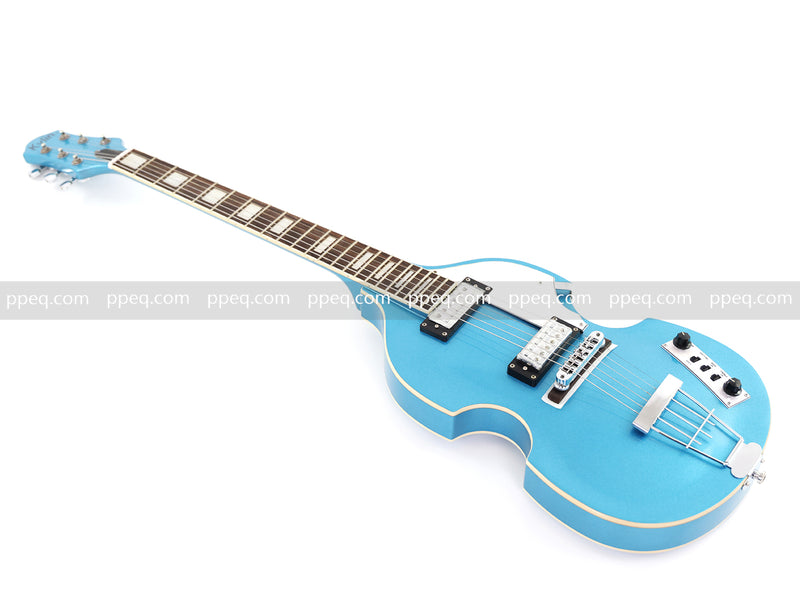 Tiffany Blue Violin-Shaped Semi-Hollow Body Electric Guitar with Gloss Metallic Finish (HY-2510)