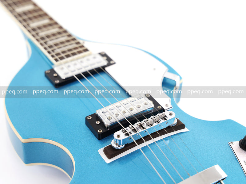 Tiffany Blue Violin-Shaped Semi-Hollow Body Electric Guitar with Gloss Metallic Finish (HY-2510)