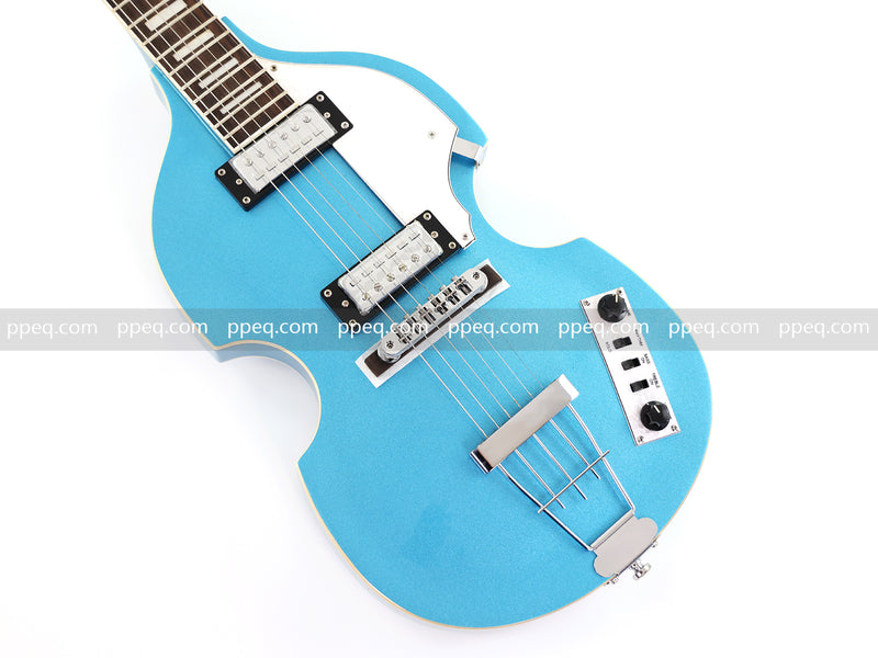 Tiffany Blue Violin-Shaped Semi-Hollow Body Electric Guitar with Gloss Metallic Finish (HY-2510)