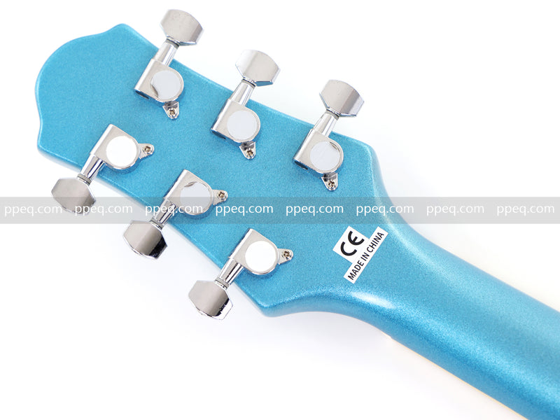 Tiffany Blue Violin-Shaped Semi-Hollow Body Electric Guitar with Gloss Metallic Finish (HY-2510)