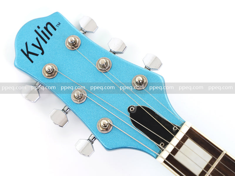 Tiffany Blue Violin-Shaped Semi-Hollow Body Electric Guitar with Gloss Metallic Finish (HY-2510)