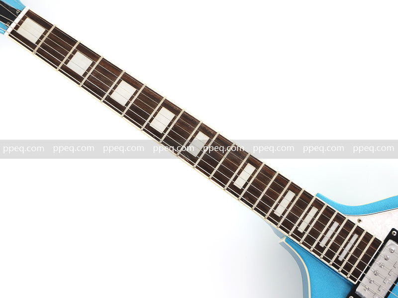 Tiffany Blue Violin-Shaped Semi-Hollow Body Electric Guitar with Gloss Metallic Finish (HY-2510)