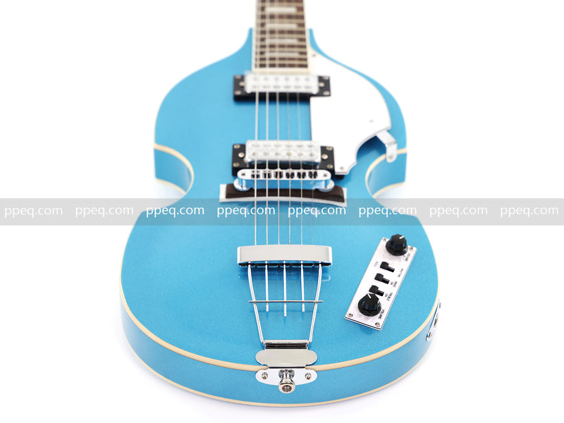 Tiffany Blue Violin-Shaped Semi-Hollow Body Electric Guitar with Gloss Metallic Finish (HY-2510)