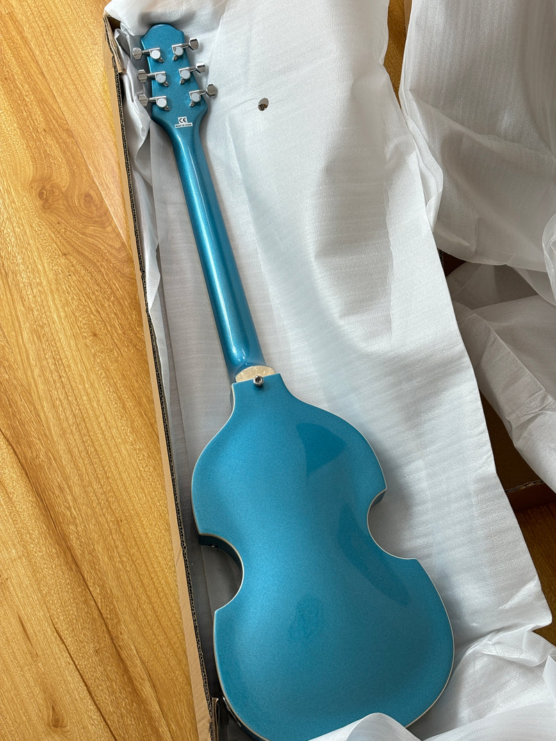 Tiffany Blue Violin-Shaped Semi-Hollow Body Electric Guitar with Gloss Metallic Finish (HY-2510)