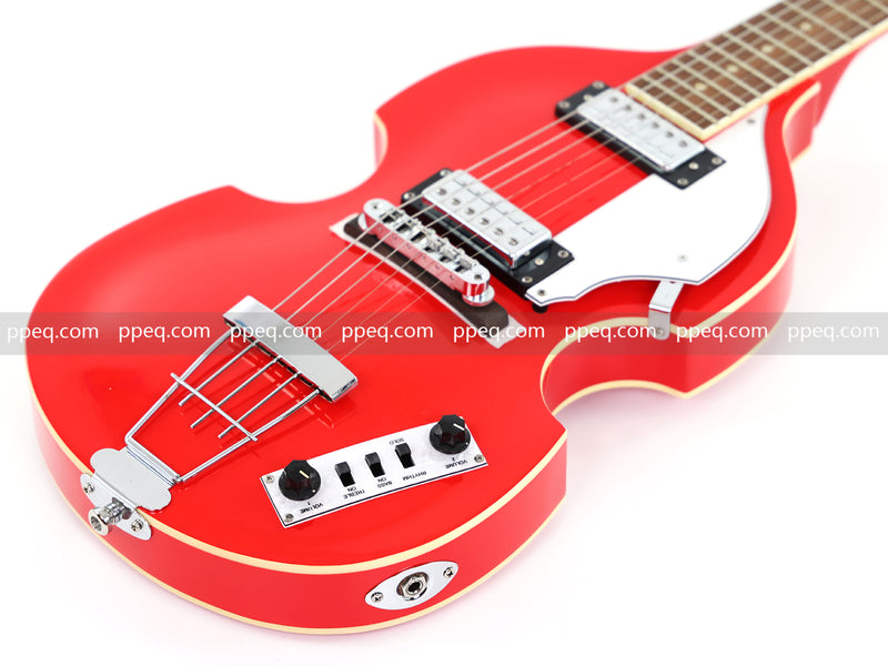 Violin-Shaped Semi-Hollow Body Electric Guitar with Gloss Bright Red Finish (HY-2521)