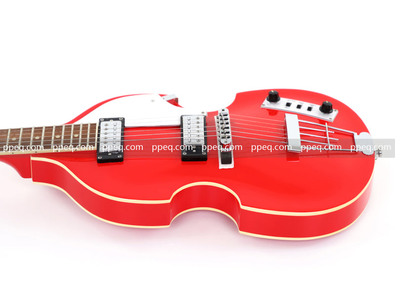 Violin-Shaped Semi-Hollow Body Electric Guitar with Gloss Bright Red Finish (HY-2521)