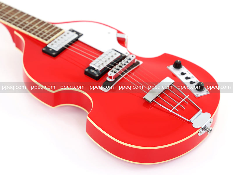 Violin-Shaped Semi-Hollow Body Electric Guitar with Gloss Bright Red Finish (HY-2521)