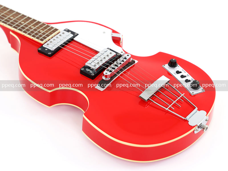 Violin-Shaped Semi-Hollow Body Electric Guitar with Gloss Bright Red Finish (HY-2521)