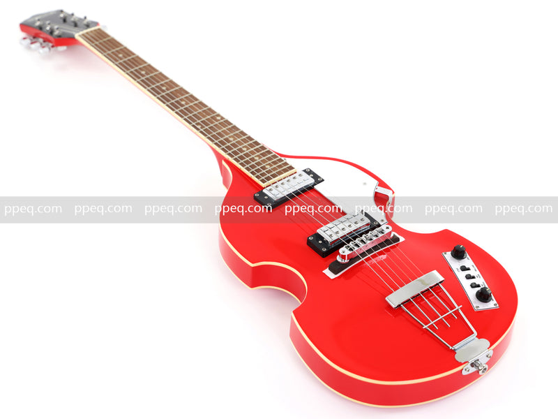 Violin-Shaped Semi-Hollow Body Electric Guitar with Gloss Bright Red Finish (HY-2521)