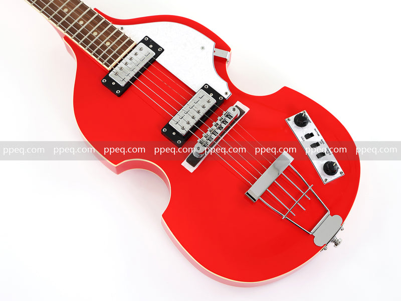 Violin-Shaped Semi-Hollow Body Electric Guitar with Gloss Bright Red Finish (HY-2521)
