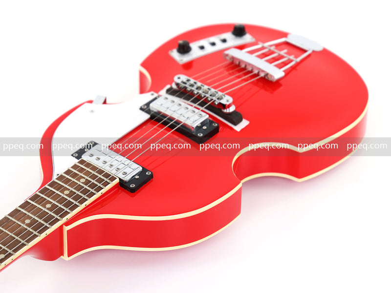 Violin-Shaped Semi-Hollow Body Electric Guitar with Gloss Bright Red Finish (HY-2521)