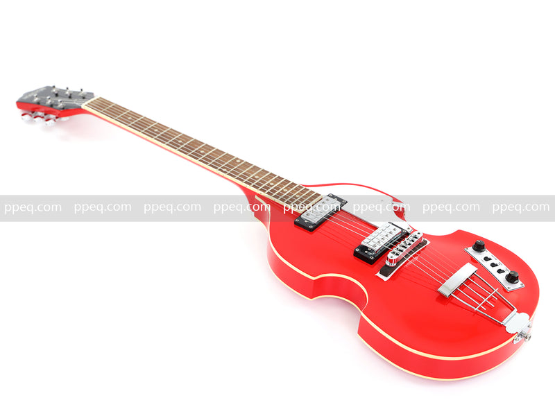 Violin-Shaped Semi-Hollow Body Electric Guitar with Gloss Bright Red Finish (HY-2521)