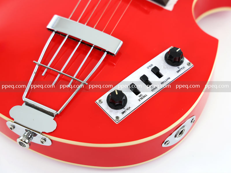 Violin-Shaped Semi-Hollow Body Electric Guitar with Gloss Bright Red Finish (HY-2521)