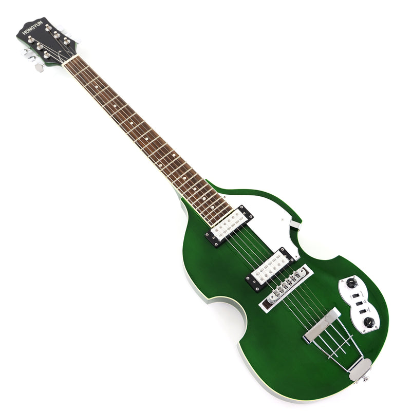Violin-Shaped Semi-Hollow Body Electric Guitar with Gloss Emerald Green Finish (HY-2519)