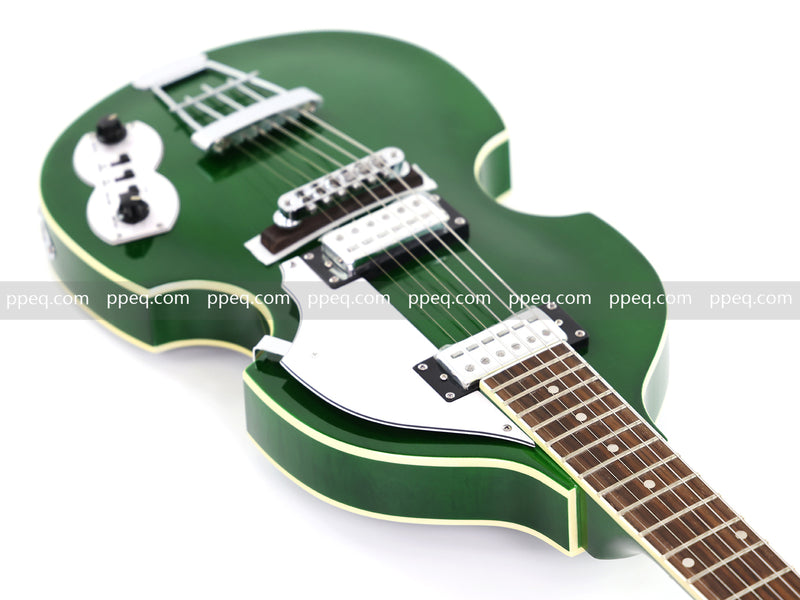 Violin-Shaped Semi-Hollow Body Electric Guitar with Gloss Emerald Green Finish (HY-2519)