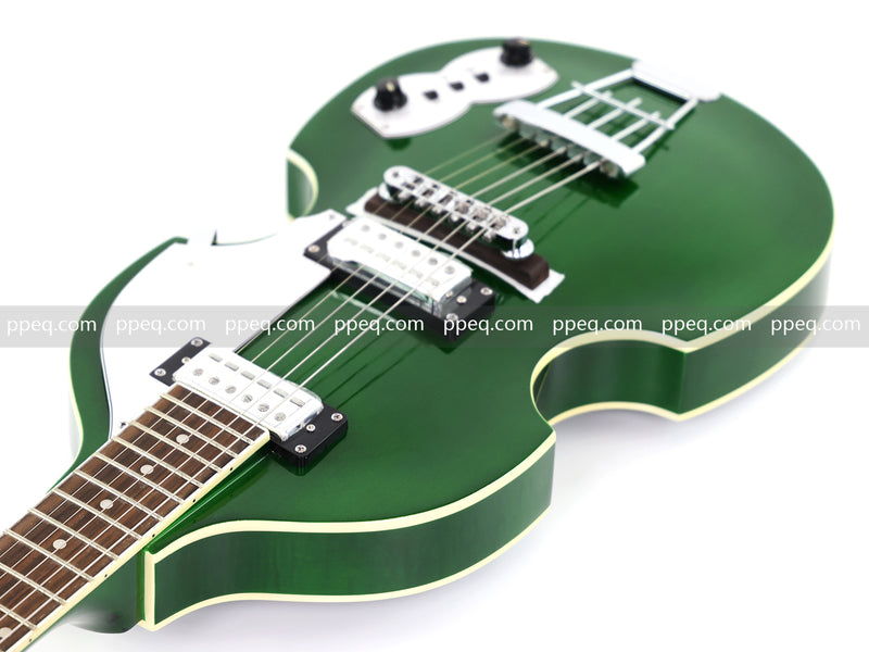 Violin-Shaped Semi-Hollow Body Electric Guitar with Gloss Emerald Green Finish (HY-2519)